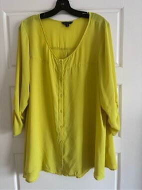 George Neon Yellow Button-Front Blouse